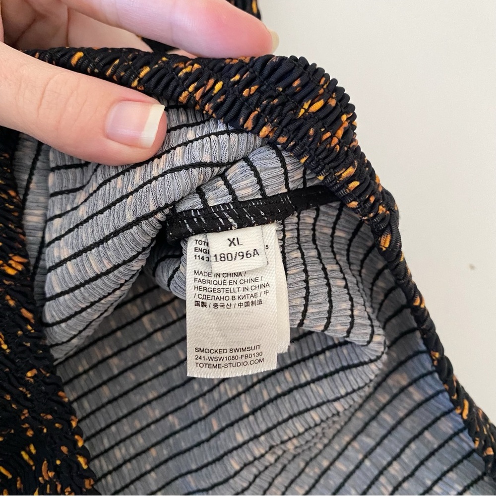 Toteme One Piece Smocked Swimsuit in Tortoise - Picture 9 of 9